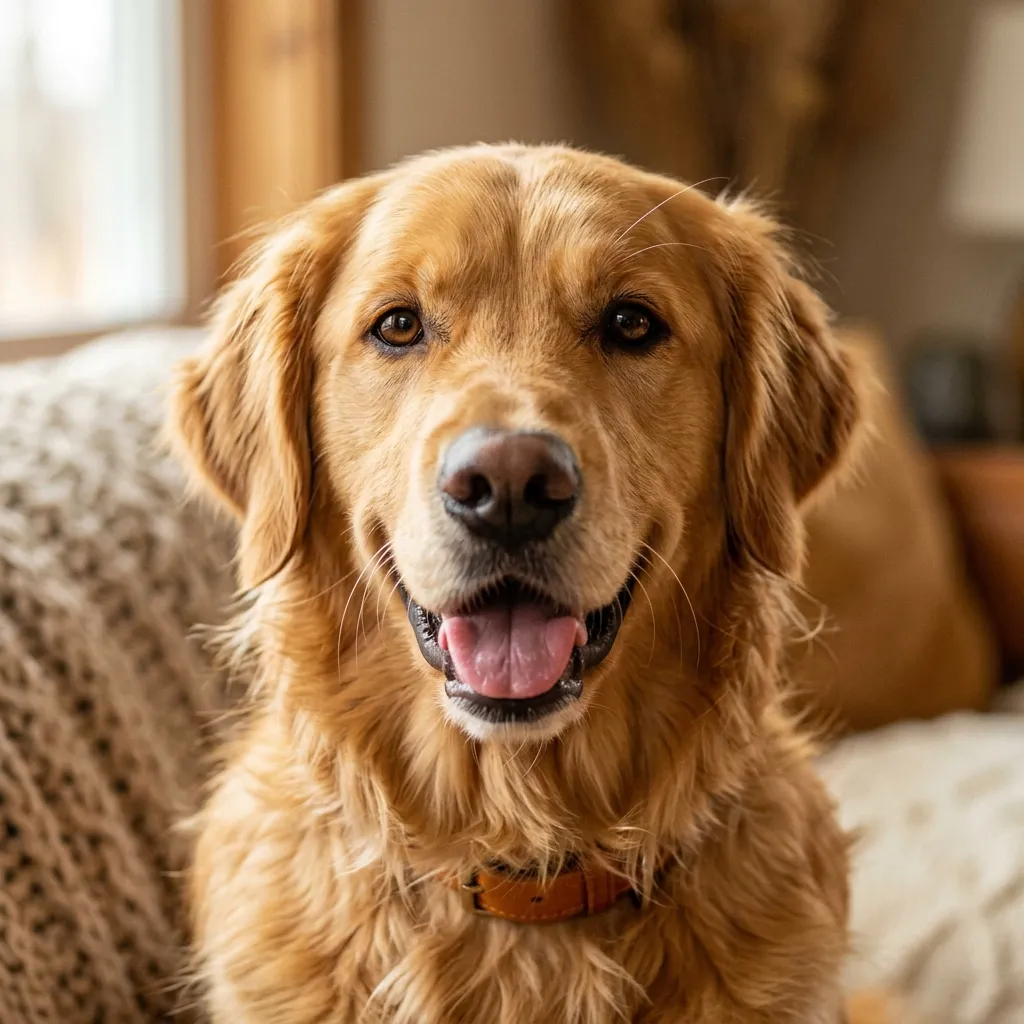 Retrato de un perro feliz